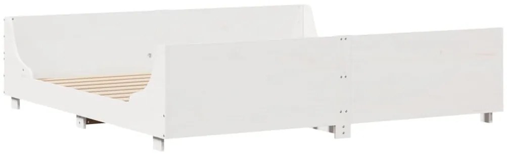 Cama sem colchão 200x200 cm madeira de pinho maciça branco