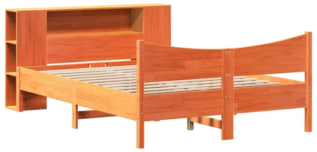 Cama sem colchão 140x190 cm pinho maciço castanho-mel