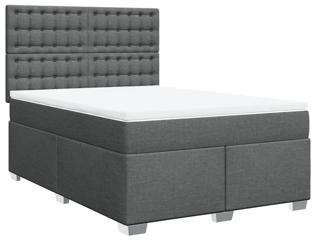Cama com molas/colchão 140x190 cm tecido cinzento-escuro