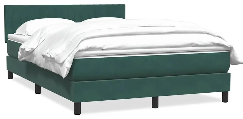 vidaXL Cama com molas/colchão 160x220 cm veludo verde-escuro