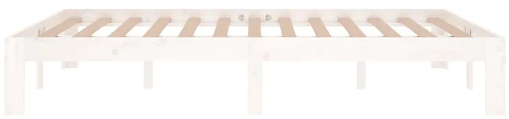 Estrutura de cama casal 135x190 cm madeira maciça branco