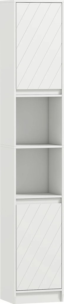 HOMCOM Coluna Estreita para Casa de Banho com 2 Portas e 2 Prateleiras Abertas, Ideal para Espaços Pequenos, 30x24x170 cm, Branco | Aosom Portugal
