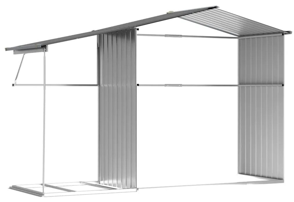 Abrigo de Jardim em Aço Galvanizado - 277x192,5x179 cm - Cinzento