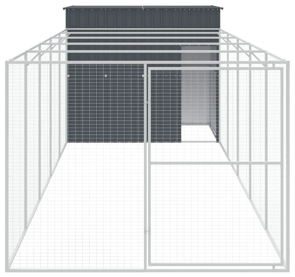 Casota p/ cães c/ parque 214x661x181 cm aço galvaniz. antracite