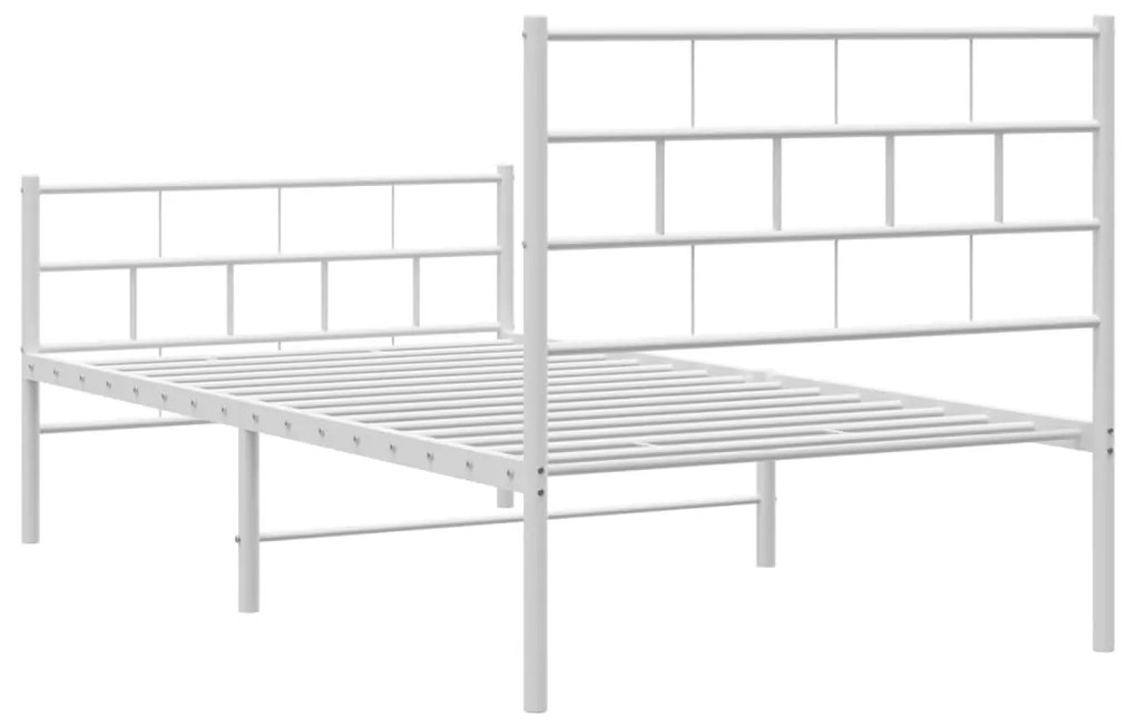 Estrutura de cama com cabeceira e pés 100x200 cm metal branco