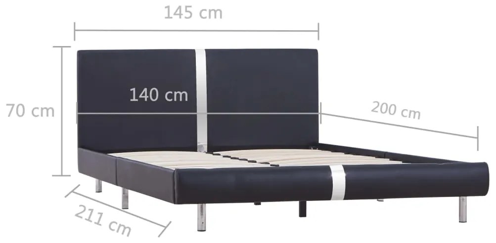 Estrutura de cama 140x200 cm couro artificial preto