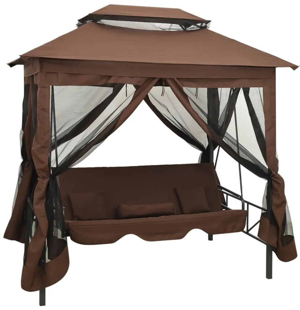 Gazebo com baloiço conversível cor café