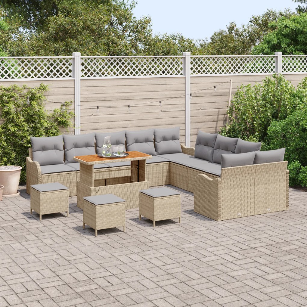 Conjunto de Sofá para Jardim de 14 Peças com Almofadas em Rattan Sinté