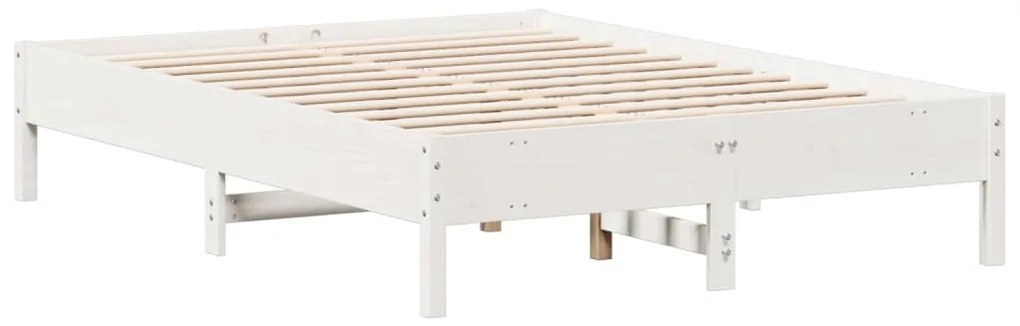 Estrutura de cama 140x190 cm madeira de pinho maciça branco