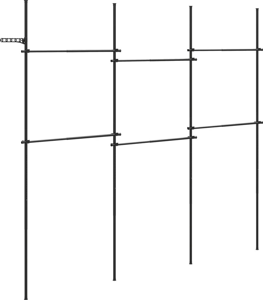 Cabide de Pé 210-369 x 110-315 cm, 33 Posições de Regulação, Preto