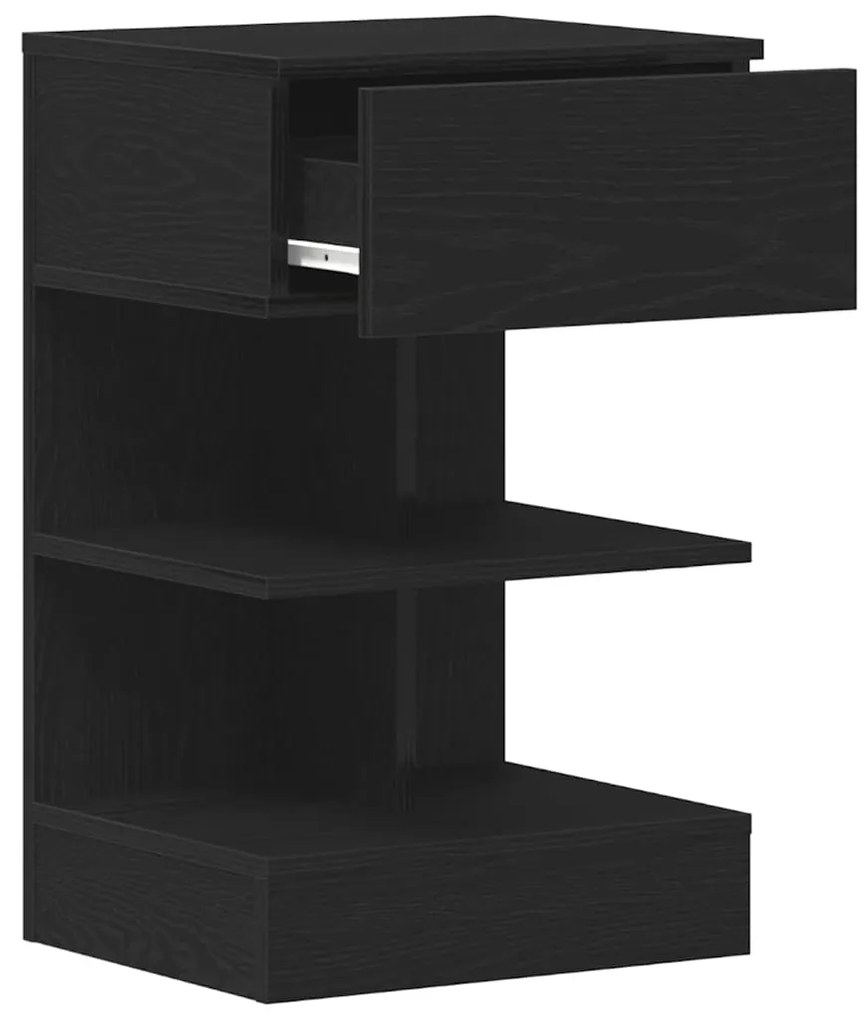 Criado-mudo vidaXL Preto Carvalho 40x35x65 cm Madeira engenharia