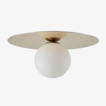 Plafonier De Teto Em Ferro E Vidro Anine Dourado - Sklum