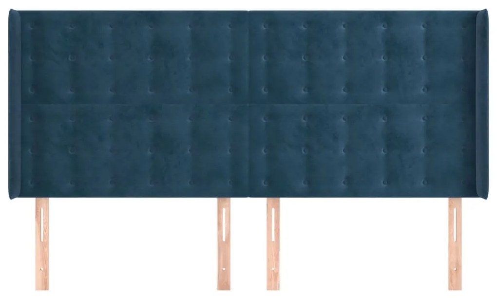 Cabeceira cama c/ abas veludo 163x16x118/128 cm azul-escuro