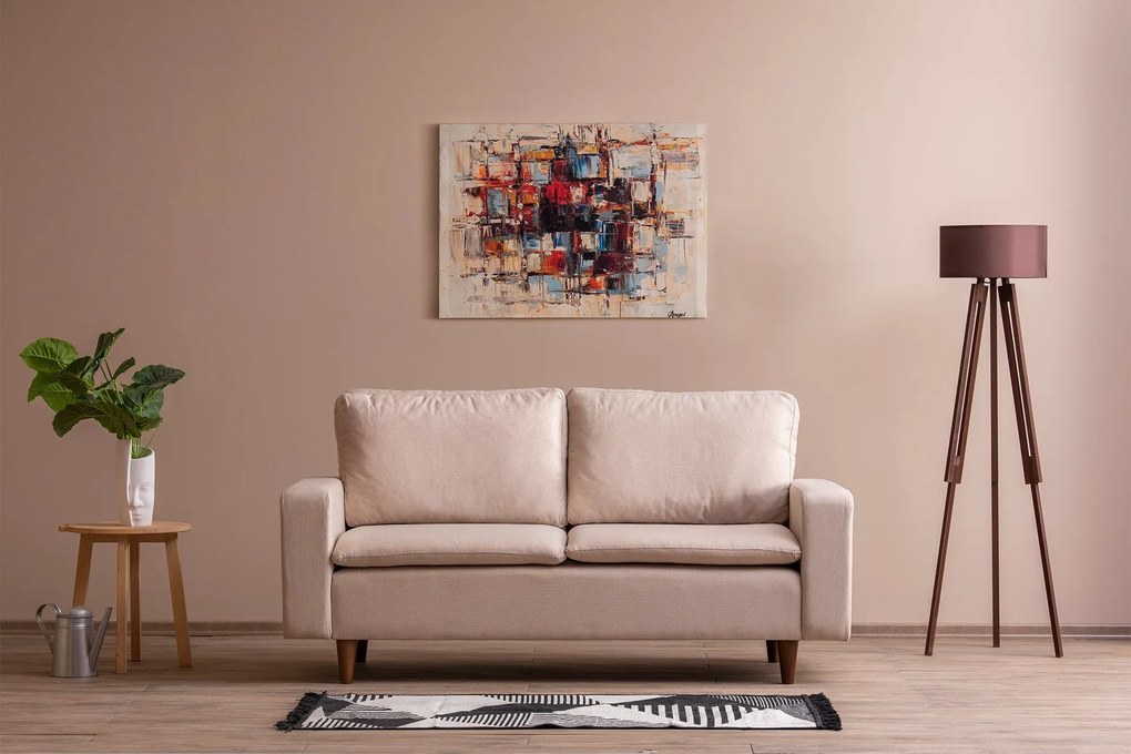 Sofá de 2 Lugares Pafu Lungo — Creme - 180x52x75 cm - Design Moderno