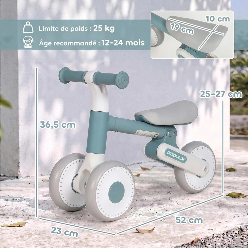 Bicicleta de Equilíbrio para Bebé Dobrável, 52 x 23 x 36,5 cm, Assento Regulável, Azul
