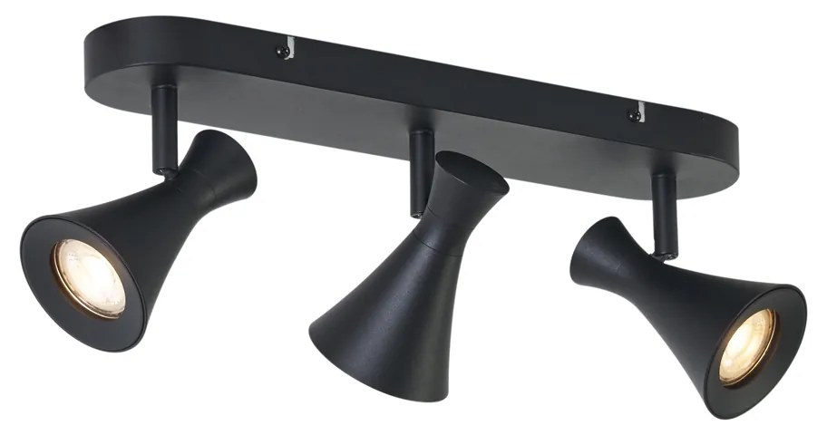 Foco de teto moderno preto ajustável de 3 luzes - Triangle