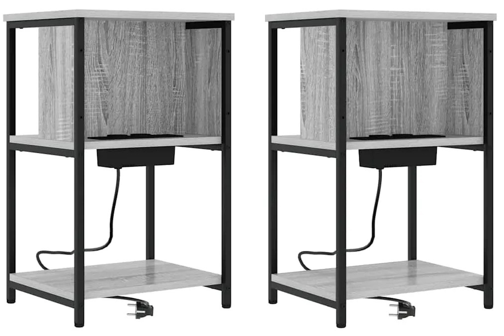Armário de Cabeceira 2 pcs Sonoma cinzento 38 x 31 x 61 cm