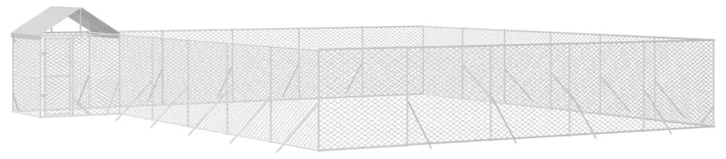 Canil de exterior com teto 12x12x2,5 m aço galvanizado prateado