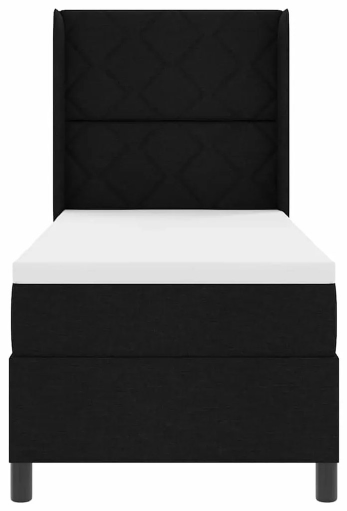 Cama Box com colchão e LED preto 90x190 cm, tecido.