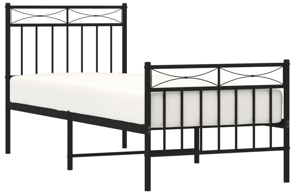 Estrutura de cama com cabeceira e pés 80x200 cm metal preto
