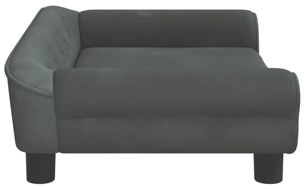 Cama para cães 70x48x22 cm veludo cinzento-escuro