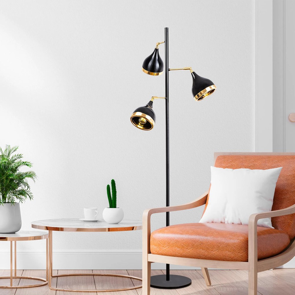 Candeeiro de Pé Yildo – Preto e Dourado – 163 cm