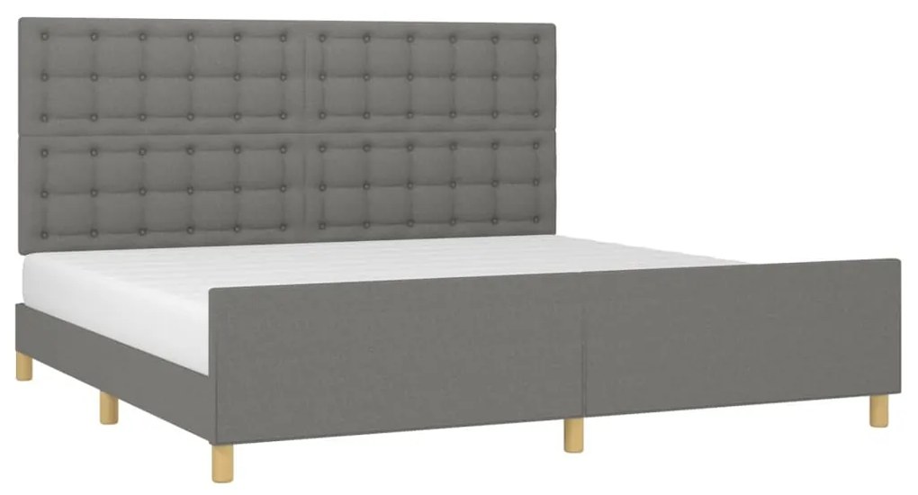 Estrutura de cama sem colchão 200x200 cm tecido cinzento-escuro