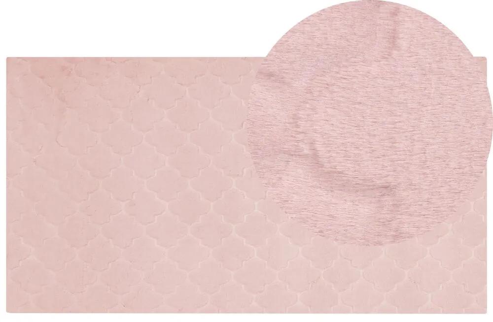 Tapete de pelo sintético de coelho rosa 80 x 150 cm GHARO Beliani
