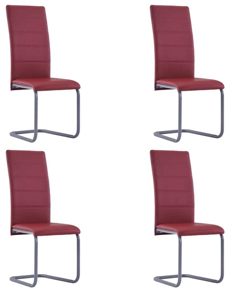 281688 vidaXL Cadeiras de jantar cantilever 4 pcs couro artificial vermelho