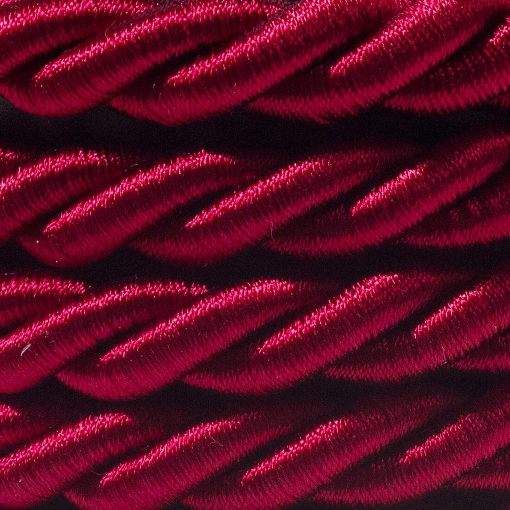 Cordão elétrico XL, cabo 3x0,75 revestido em bordeaux escuro brilhante. Diâmetro de 16 mm.