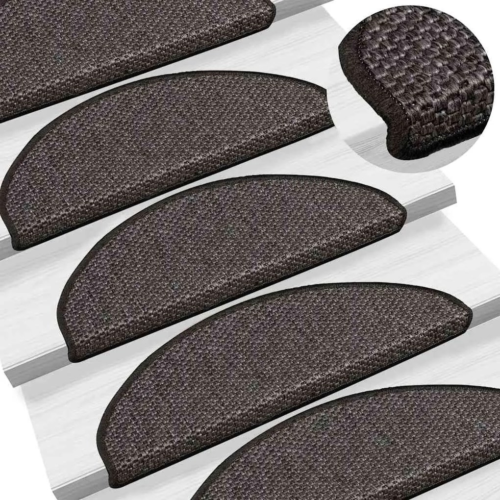 Tapetes escada adesivos aspeto sisal 15pcs 65x21x4 cm antracite