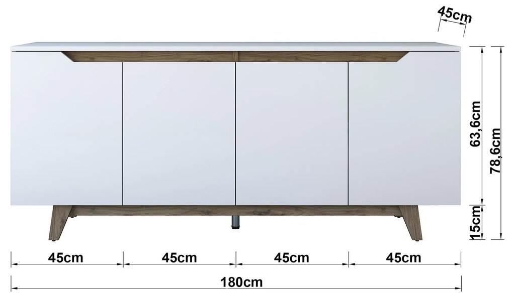 Console GD102 – Branco Nogueira – 180x78,6x45 cm