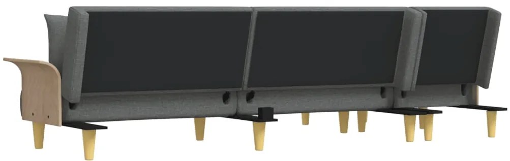 Sofá-cama em forma de L 279x140x70 cm tecido cinzento-escuro