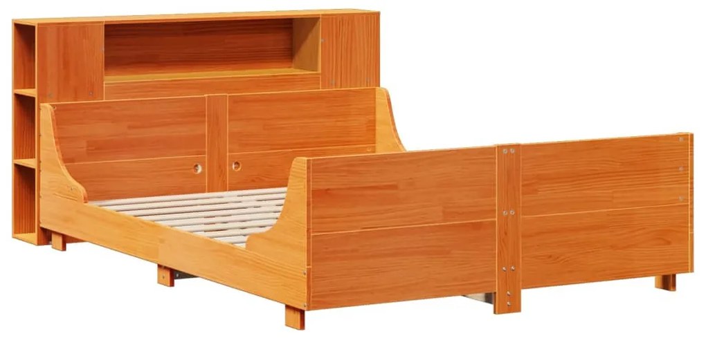 Cama sem colchão 120x190 cm madeira pinho maciça castanho-mel