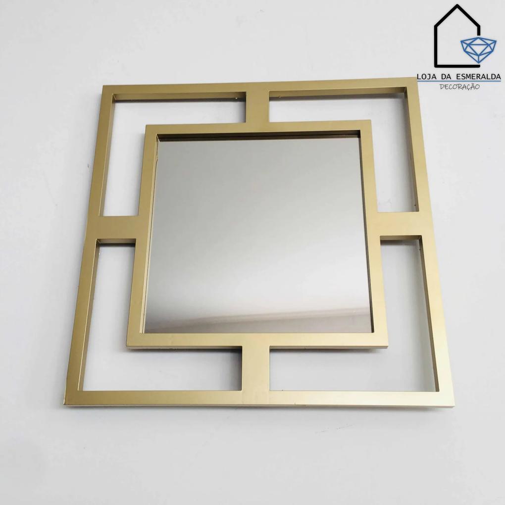Espelho Quadrado Dourado | 40x40 CM