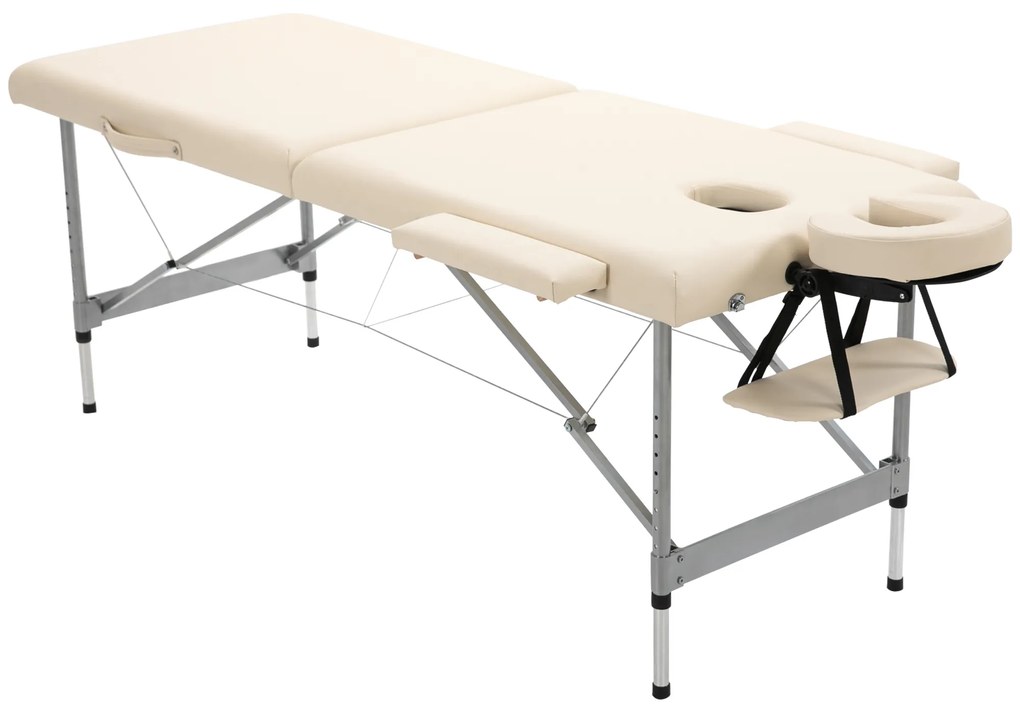 HOMCOM Marquesa Dobrável Mesa Massagem Portátil Altura Ajustável 7 Posições Confortável 186x71x62-83cm Bege | Aosom Portugal