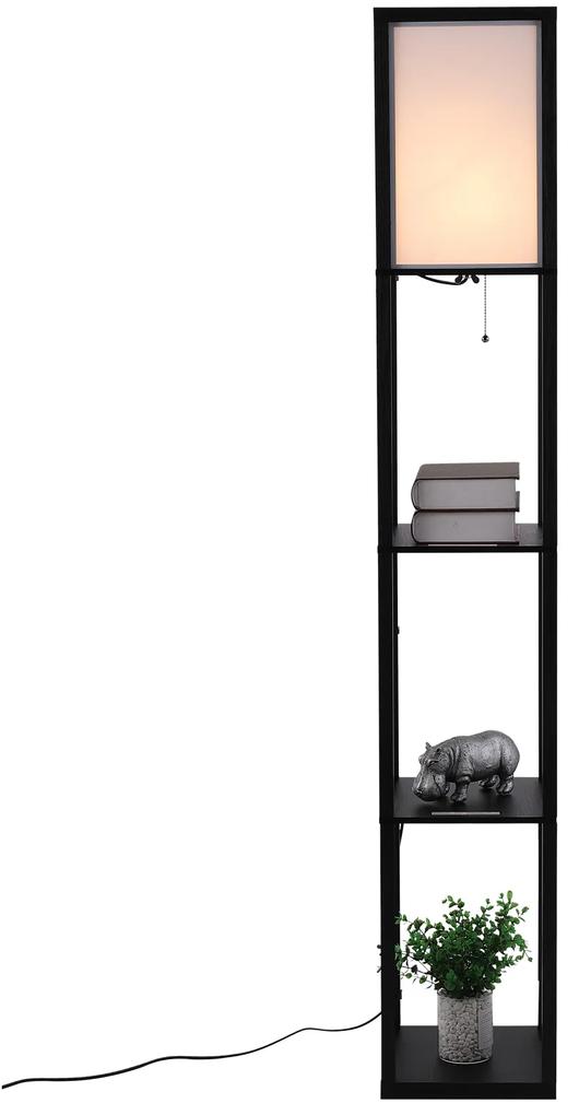 Prateleira alta de 3 níveis com lâmpada para sala de estar quarto Prateleiras modernas para prateleira de exposição em preto e branco da sala de estar