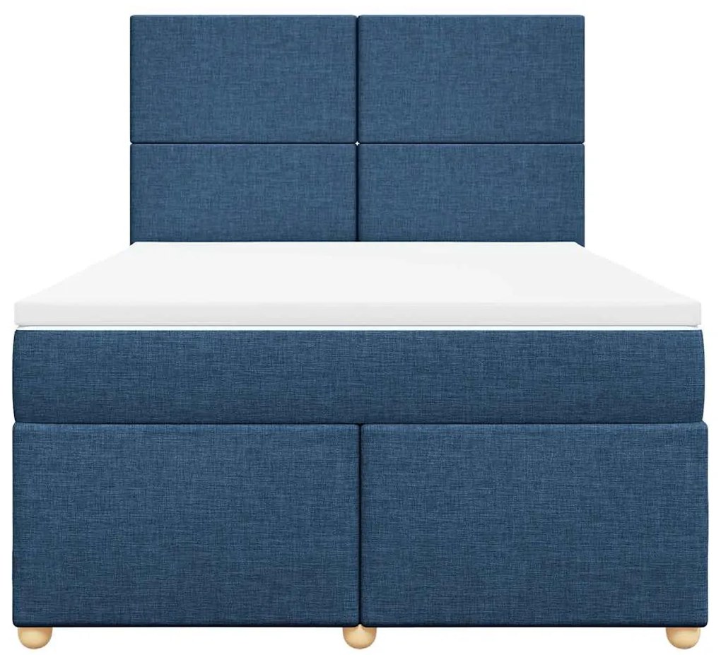 Cama com molas/colchão 140x190 cm tecido azul