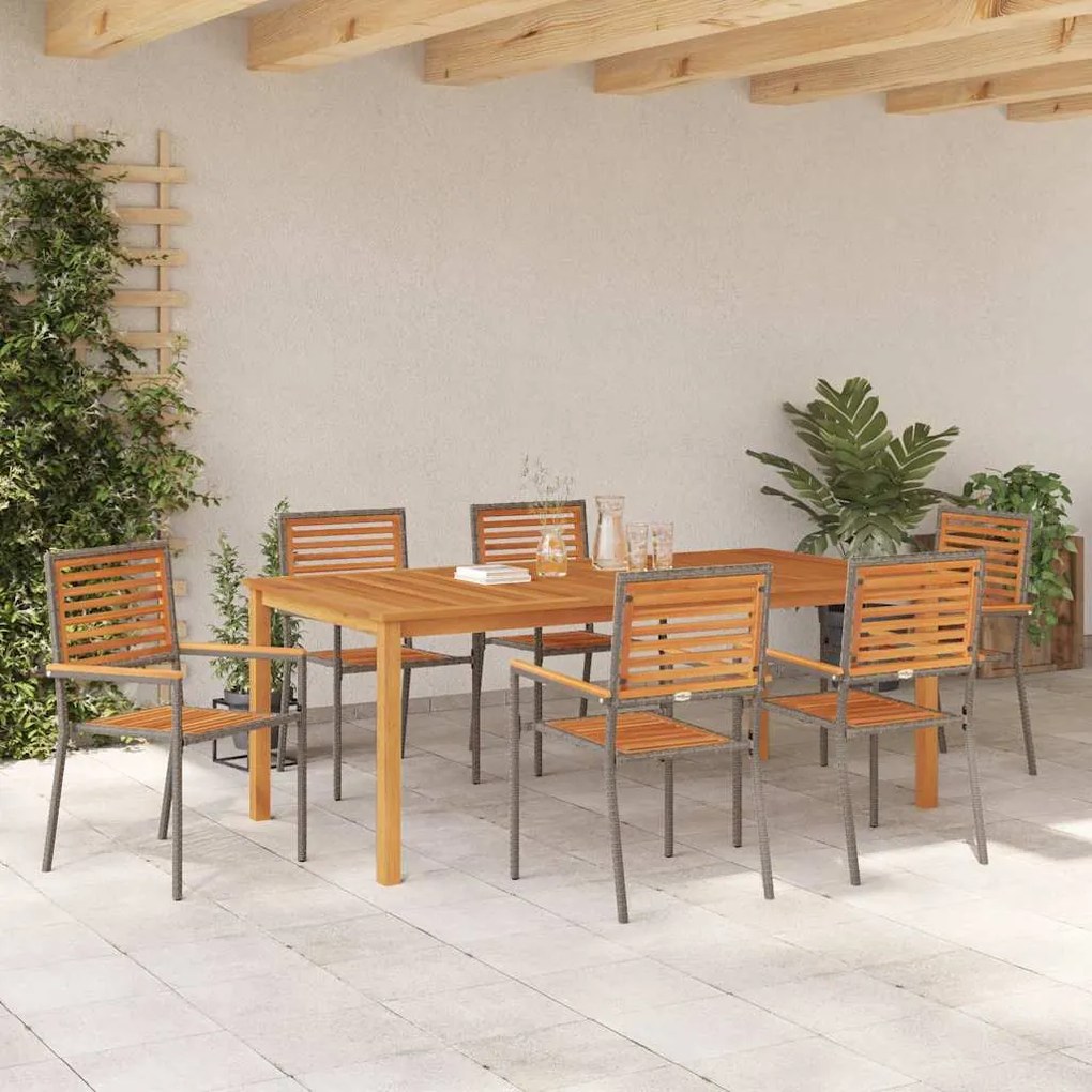 Conjunto de Jantar para o Jardim 7 pcs Cinzeto