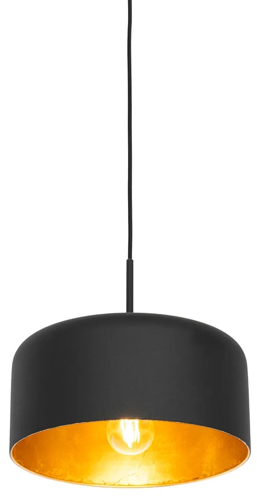 Candeeiro de suspensão retro preto com interior dourado - Jinte