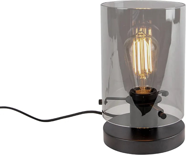 Candeeiro de mesa design preto com vidro fumê - Dome