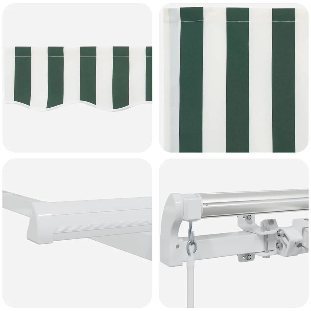 Toldo Retrátil Manual Verde e Branco 600x300 cm