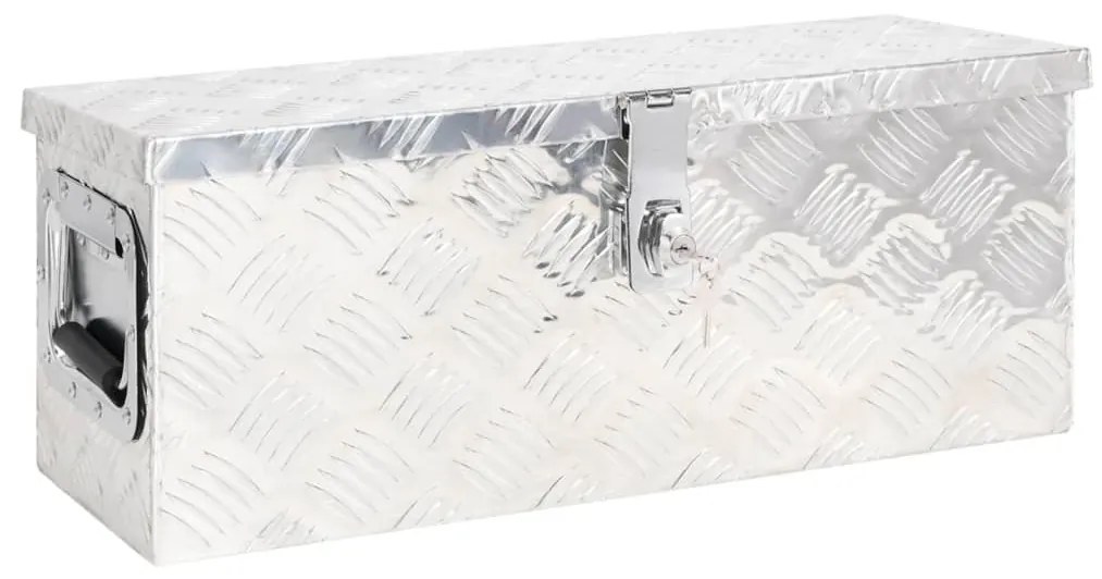 152248 vidaXL Caixa de arrumação 60x23,5x23 cm alumínio prateado