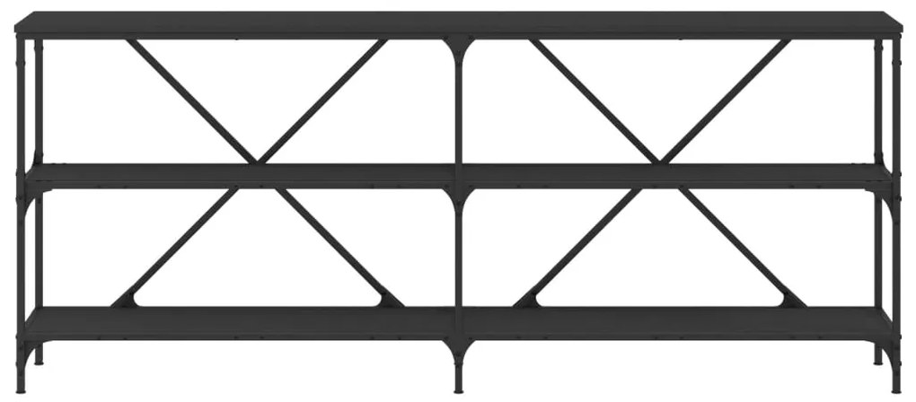 Mesa consola 180x30x75 cm derivados de madeira e ferro preto