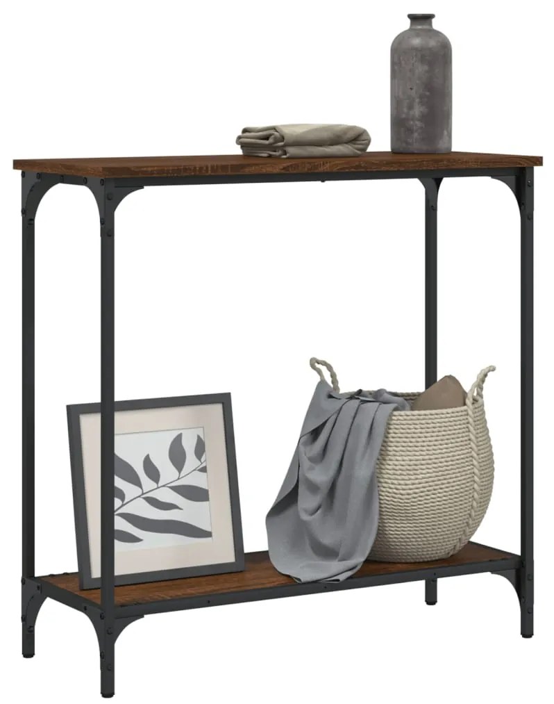 Mesa consola 75x30,5x75 cm derivados madeira carvalho castanho