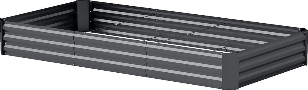 Floreira exterior 240 x 120 x 30 cm, galvanizada, com rebordo de segurança e fundo aberto, , cinzento escuro