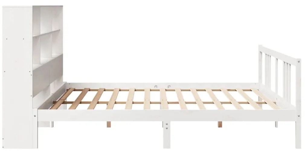 Cama com estante sem colchão 200x200 cm pinho maciço branco