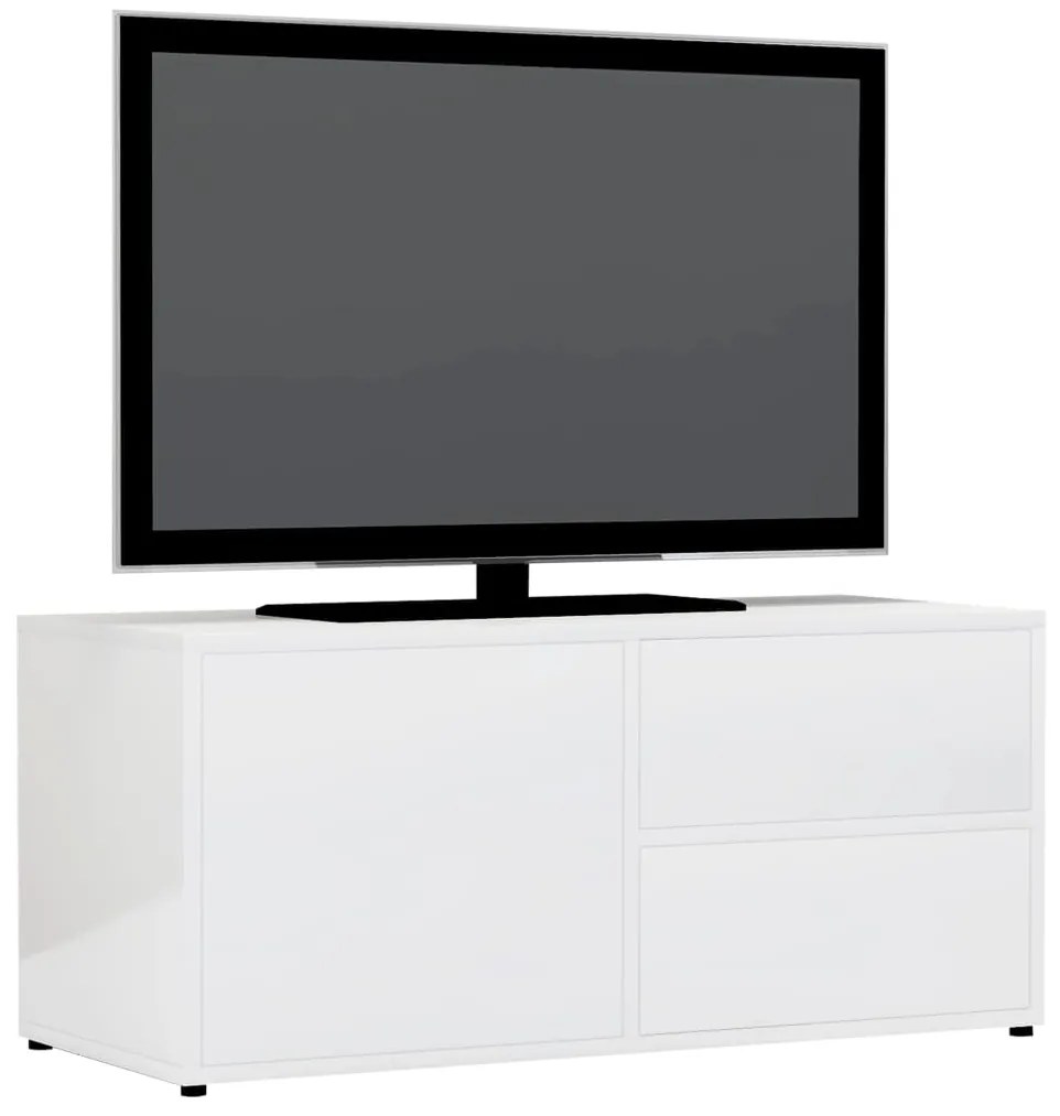 Móvel de TV 80x34x36 cm contraplacado branco brilhante