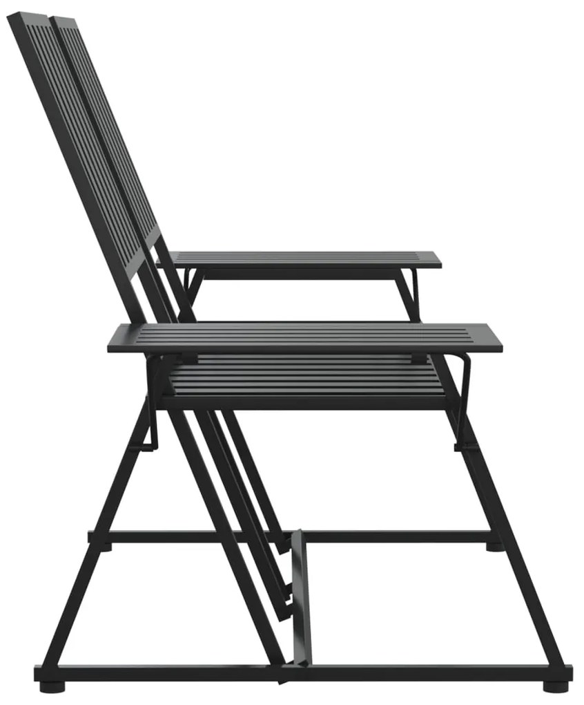 Banco de jardim de 2 lugares 165 cm aço preto