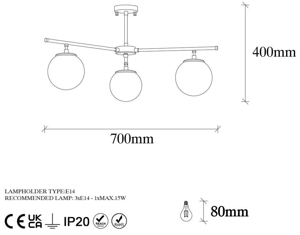Candeeiro Suspenso Atmaca – Preto, Dourado e Branco – 70 x 70 cm